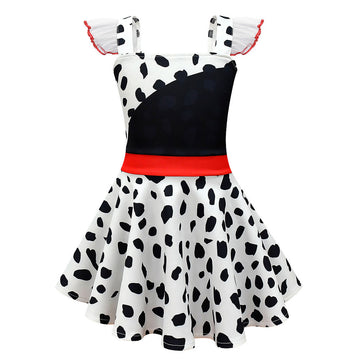 Película Cruella Niños Vestido falda Cosplay Disfraz Halloween Carnaval Traje Per.